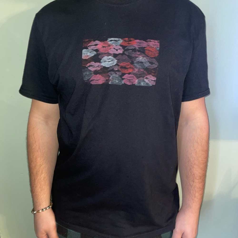 Black Graphic T-Shirt with Lip Print